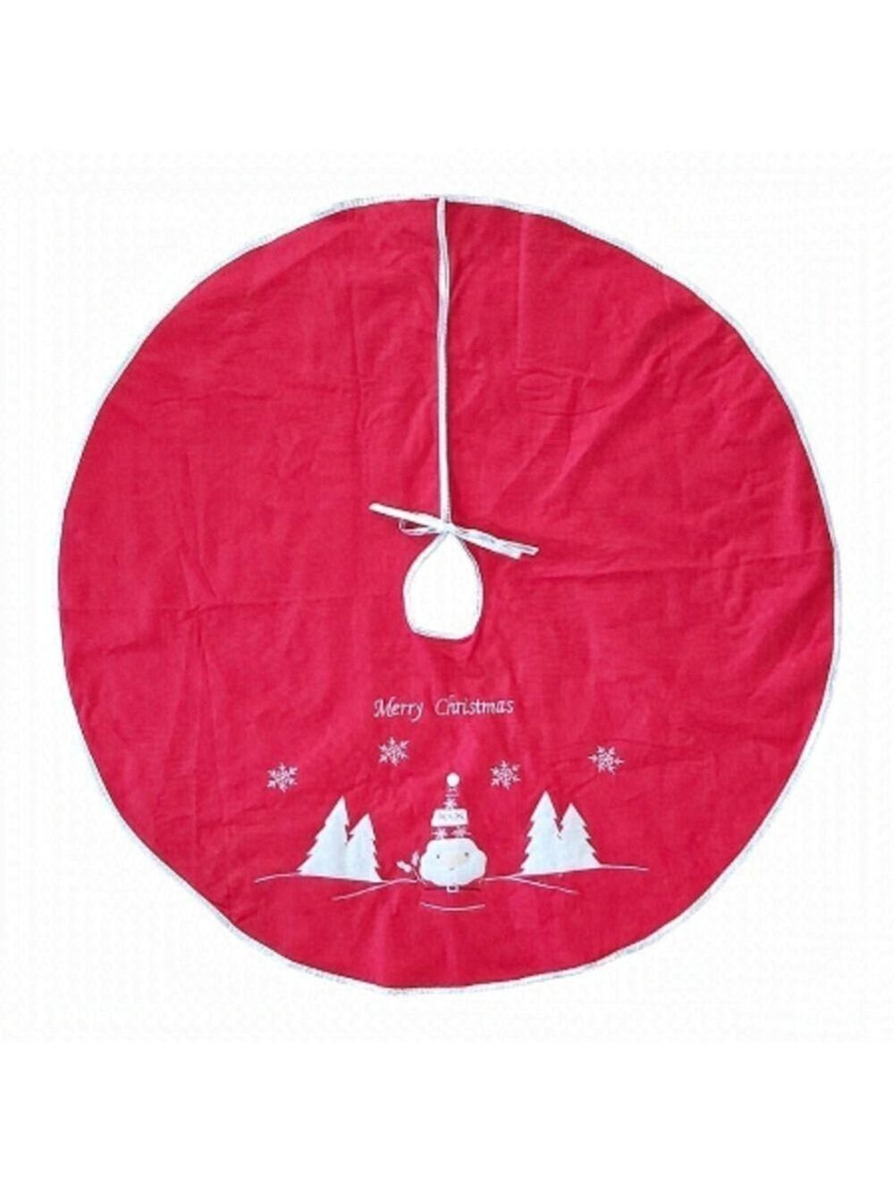 NWOT Medium "Merry Christmas" Red Christmas Tree Skirt With Silver Trim